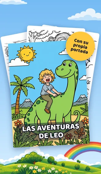 Un libro para colorear personalizado llamado Las aventuras de Leo, con portada a color