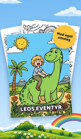 En personlig fargeleggingsbok med tittelen Leos eventyr og et omslag i farger