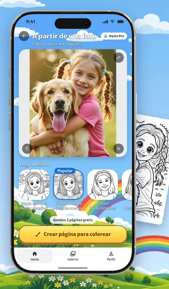 El selector de estilos de Penna con versiones de dibujos animados, clásica y anime de la misma foto