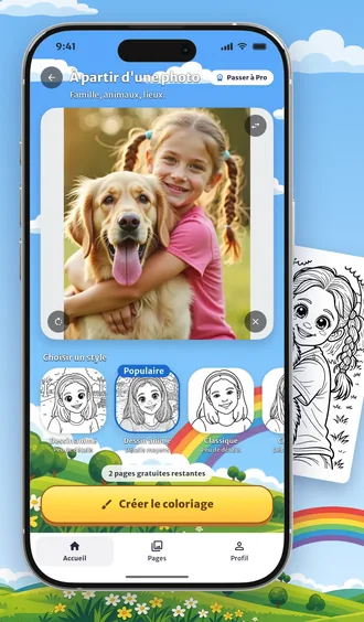 Le choix du style dans Penna, avec la même photo en dessin animé, en classique et en manga